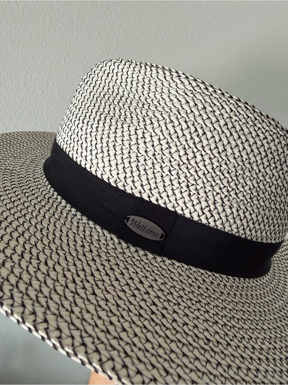 Wallaroo Charlie Wide Brim Fedora Sun Hat Packable Ivory Black Boho Resort Vacay - Picture 2 of 11